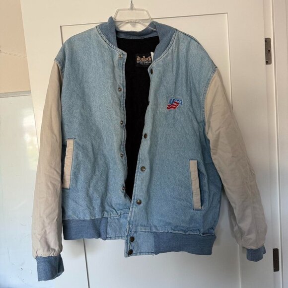 Blue Denim Varsity Jacket - Picture 1 of 3